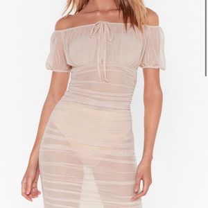 Nasty Gal Gather Your Things Mesh Dress Nude - New w Tags